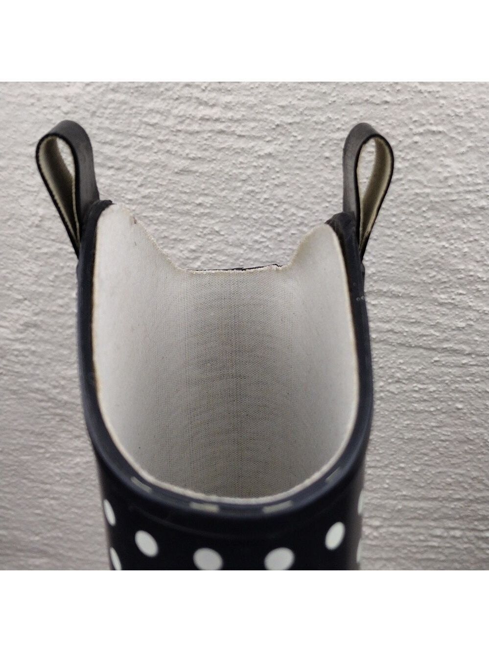Bit & Bridle Black White Polka Dot Pointed Toe Heeled Western Style Rain Boot - Picture 14 of 16